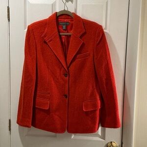 Josephine Chaus Woman’s Vibrant Orange Blazer Size 12 Beautiful BoiledWool Blaze
